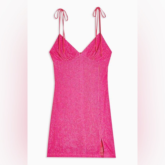 Hot Pink Sequin Mini Dress - Picture 1 of 6